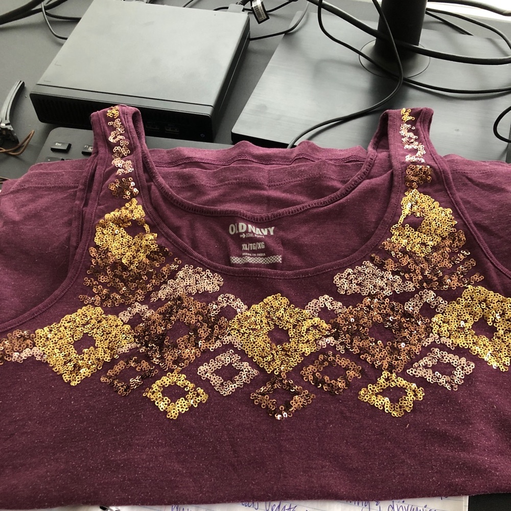Purple sequined tank top